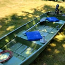 12' Aluminum Jon Boat With 40lb Thrust MinnKota Electric Motor 