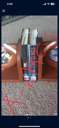 Leather Football Picture Frame Bookends