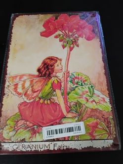 8x12 Tin Geranium Fairy Sign