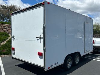 16’ Enclosed Cargo or UTV Motorcycle + Vehicle Hauler. Insulated and Heater A/C. Carry 4300# 7.5’ Tall. 7’ Ramp.
