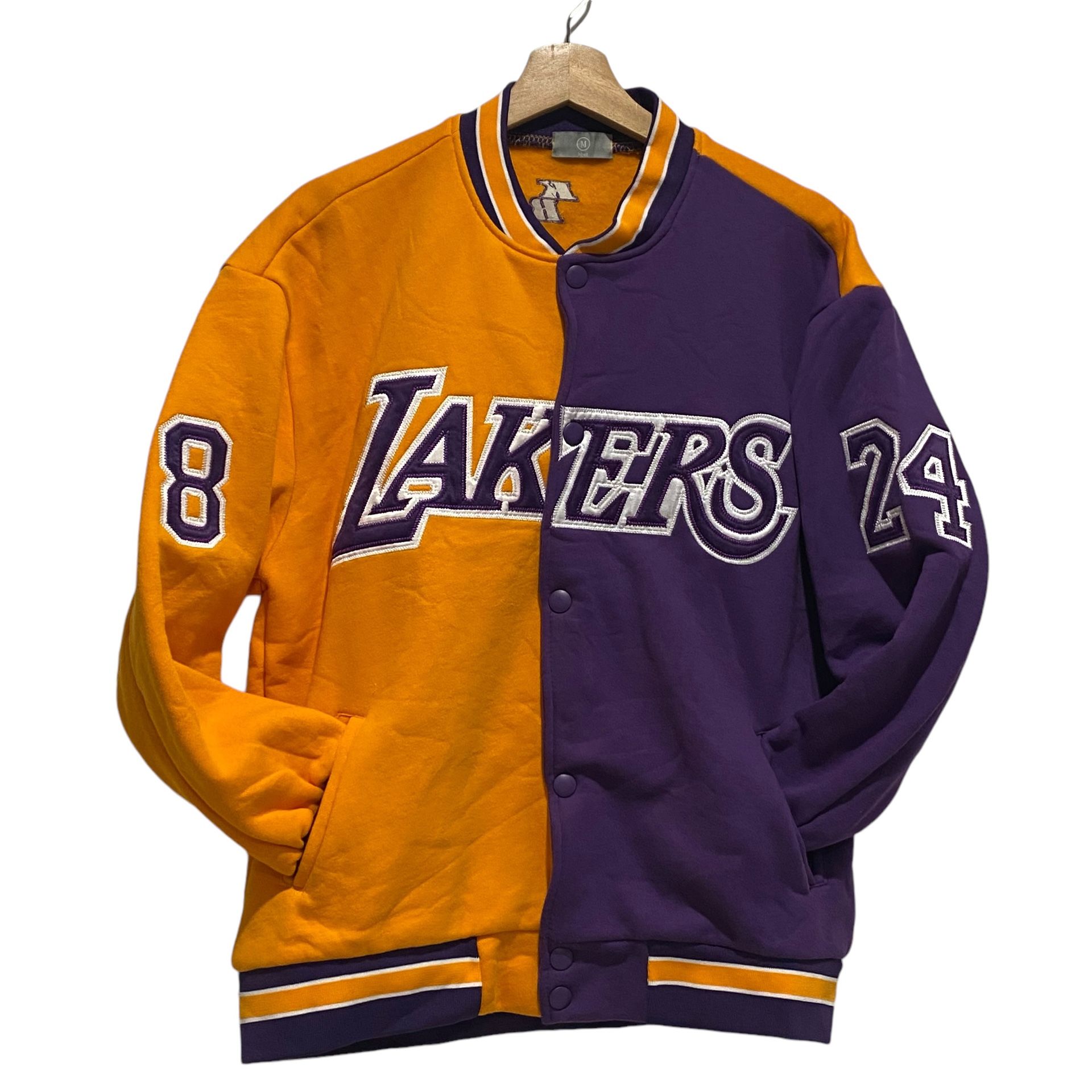 Rare NBA LA LAKERS KOBE BRYANT Varsity Jersey #8 #24 Jacket Purple Gold Medium