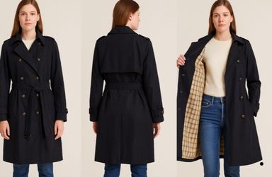 Larry Levine Sport Navy Trench Coat – Size M