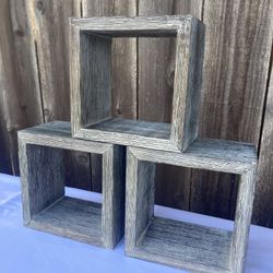 Set Of 3 Floating Square Wall Shelves