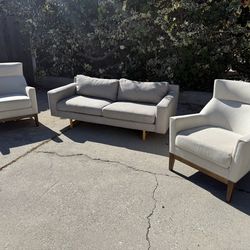 West elm eddy sofa and two chairs