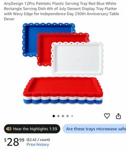 12-Piece Plastic Serving Trays