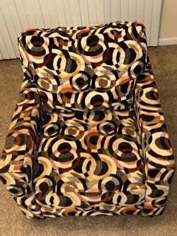 Upholstered Accent Chair with Bold Circle Print