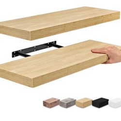 Set Of 4 Floating Shelves — Light Brown 