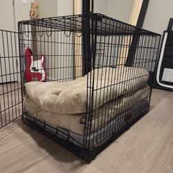 Large Black Dog Crate + Bed Insert