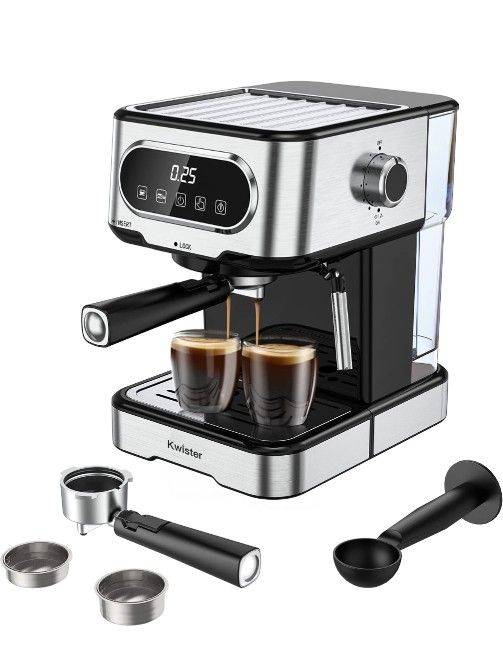 Kwister Espresso Machine 15 Bar, Espresso and Cappuccino Machine with Milk Froth