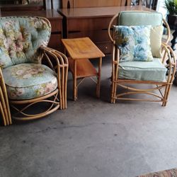 European bamboo chairs and table