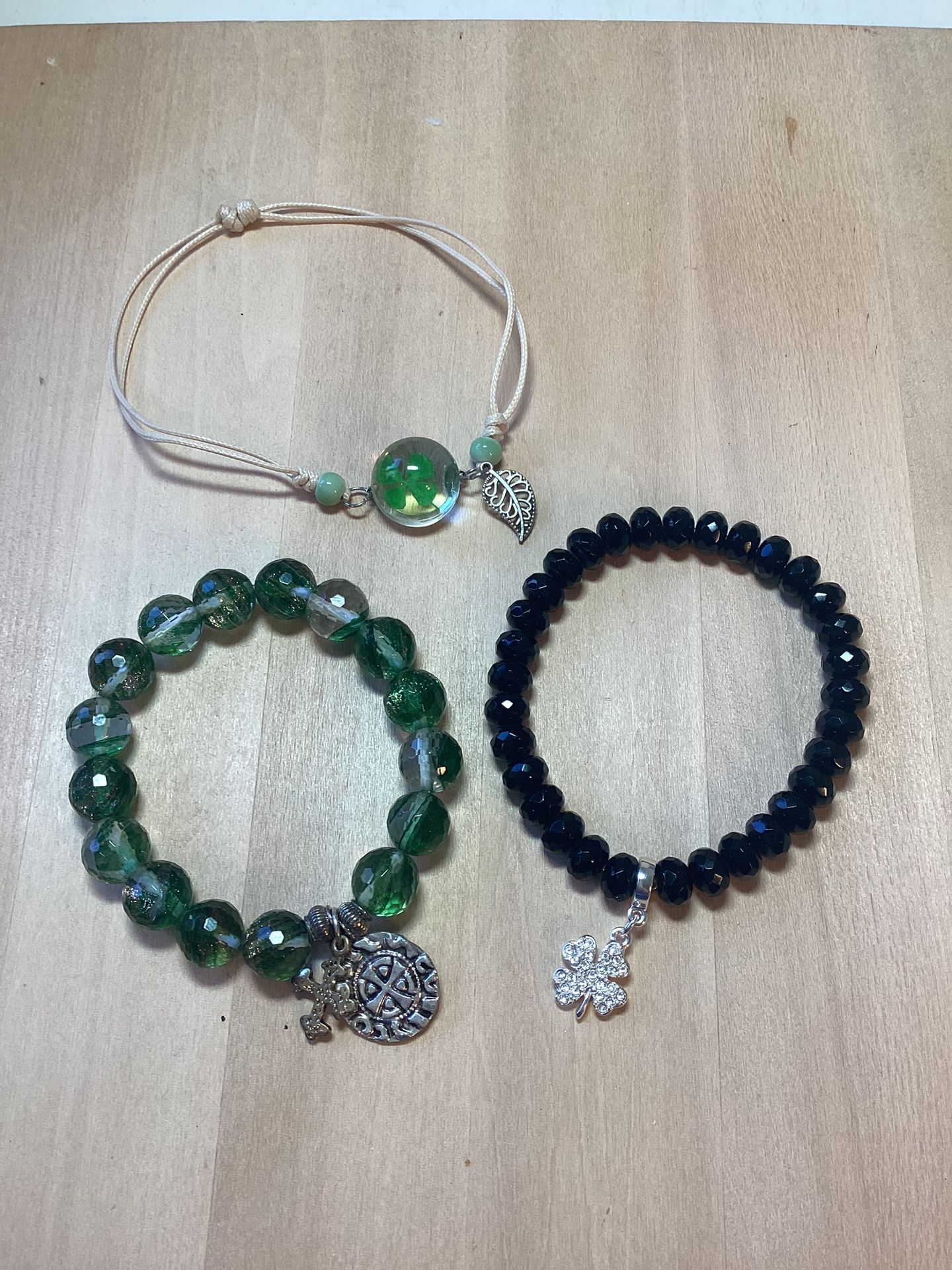 Set Of 3 Celtic Inspired Glass Bead Bracelets