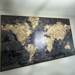 Canvas Of The World In Black And Gold 