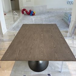 Modern Wood Dining Table w/ Pedestal Base (Seats 6)