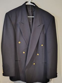 Navy Double-Breasted Blazer with Gold Buttons