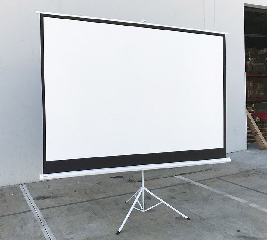 (NEW) $65 Portable 100 Inch Tripod Stand Projector Screen Home Theater 16:9 Ratio, 87x49” View Area
