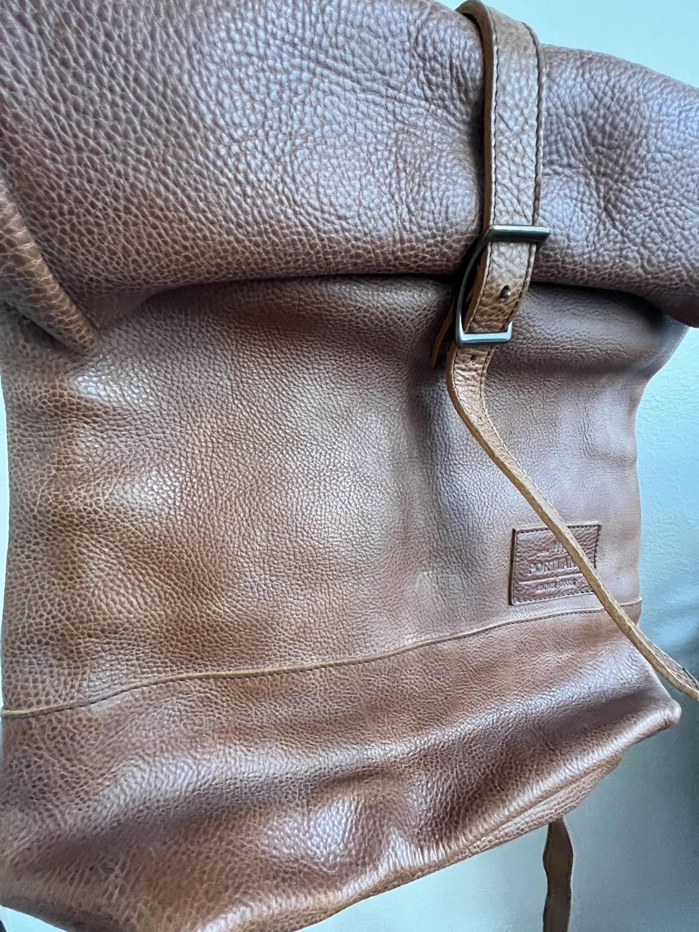 Portland Leather Roll-Up Backpack