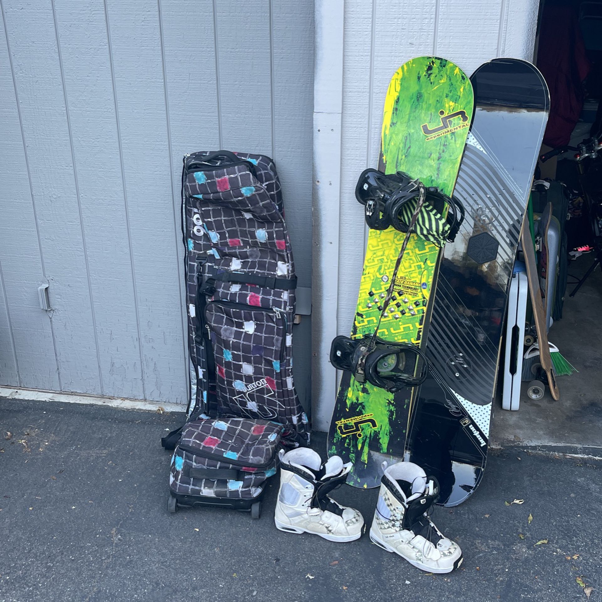 Snowboards Boots And Snowboard Bag
