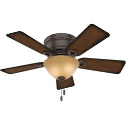 Hunter Fan Company, 51023, 42 inch Conroy Onyx Bengal Low Profile Ceiling Fan with LED Light Kit and Pull Chain