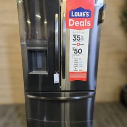 Frigidaire Standard-Depth 27.8-cu ft 3 -Door French Door Refrigerator with Ice Maker with Water and Ice Dispenser (Black Stainless Steel)...