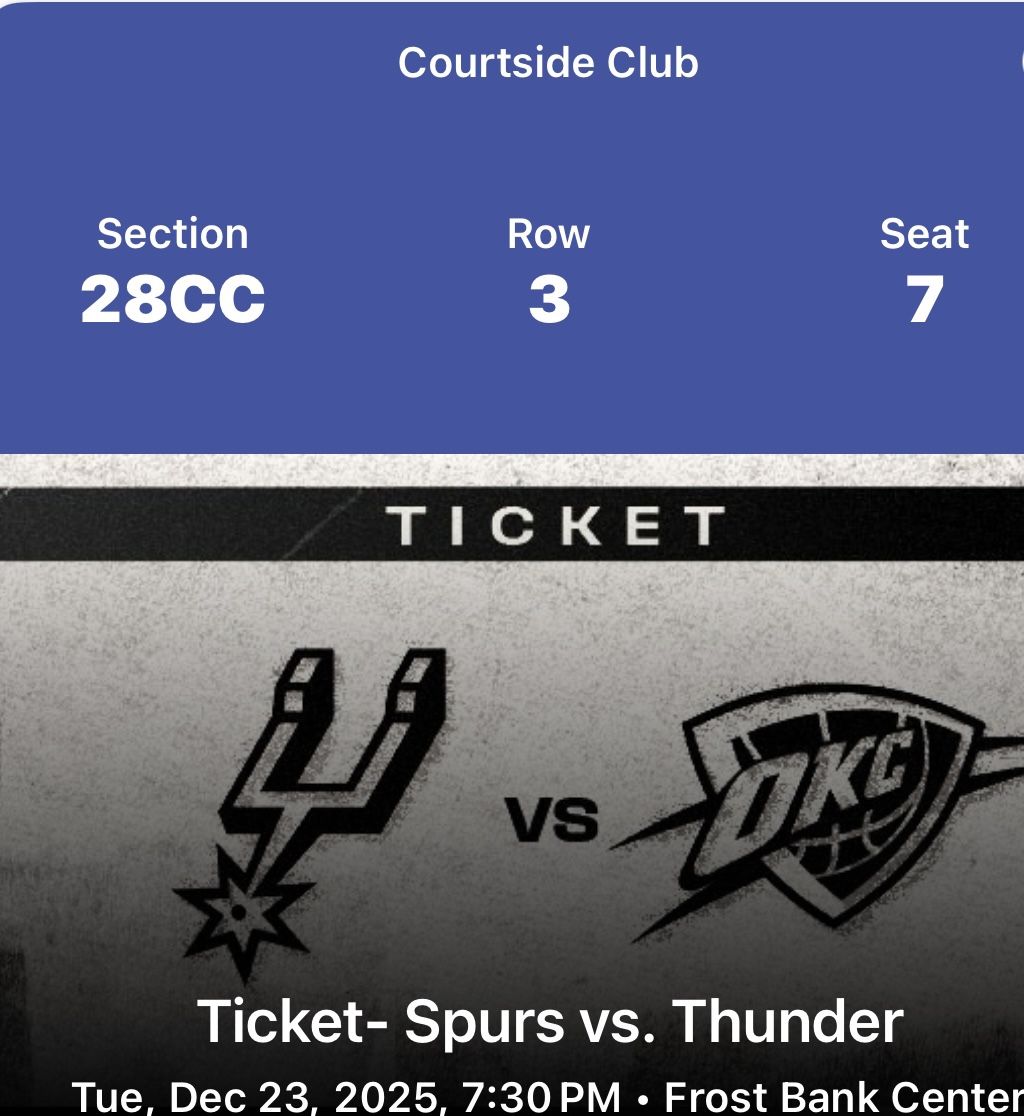 Spurs vs. Thunder Tuesday December 23, 2025