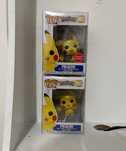 Pokemon Funko Pops Pikachu And Diamond Pikachu $25 with pop protectors