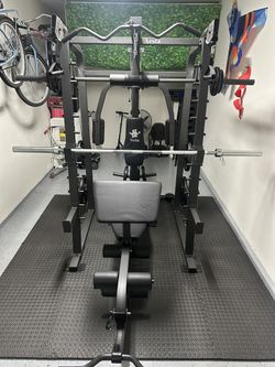 Vesta Fitness Smith Machine 2001 w/Bench Attachment | 230lb Bumpers Weights | 7ft Olympic Bar | Fitness | Gym Equipment | FREE DELIVERY🚚  