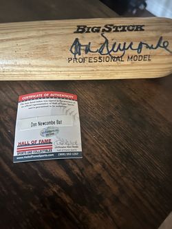 Don Newcombe Signed Bat Brooklyn Dodgers