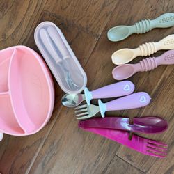 Suction Plate And Utensils 