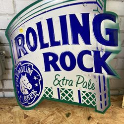 Rolling Rock beer metal signs and neon light