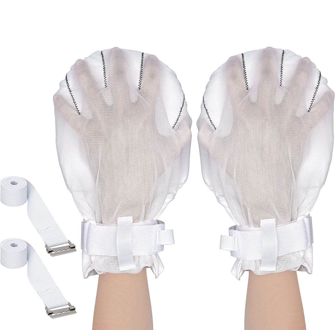 Burlingham's Breathable Medical Finger Control Mitts - One Size Fits All Hand Restraint Gloves for Elderly & Medical Procedures -Made With mesh and Pa