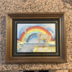 Vintage Rainbow & Unicorn Dufex Foil Art Framed Print