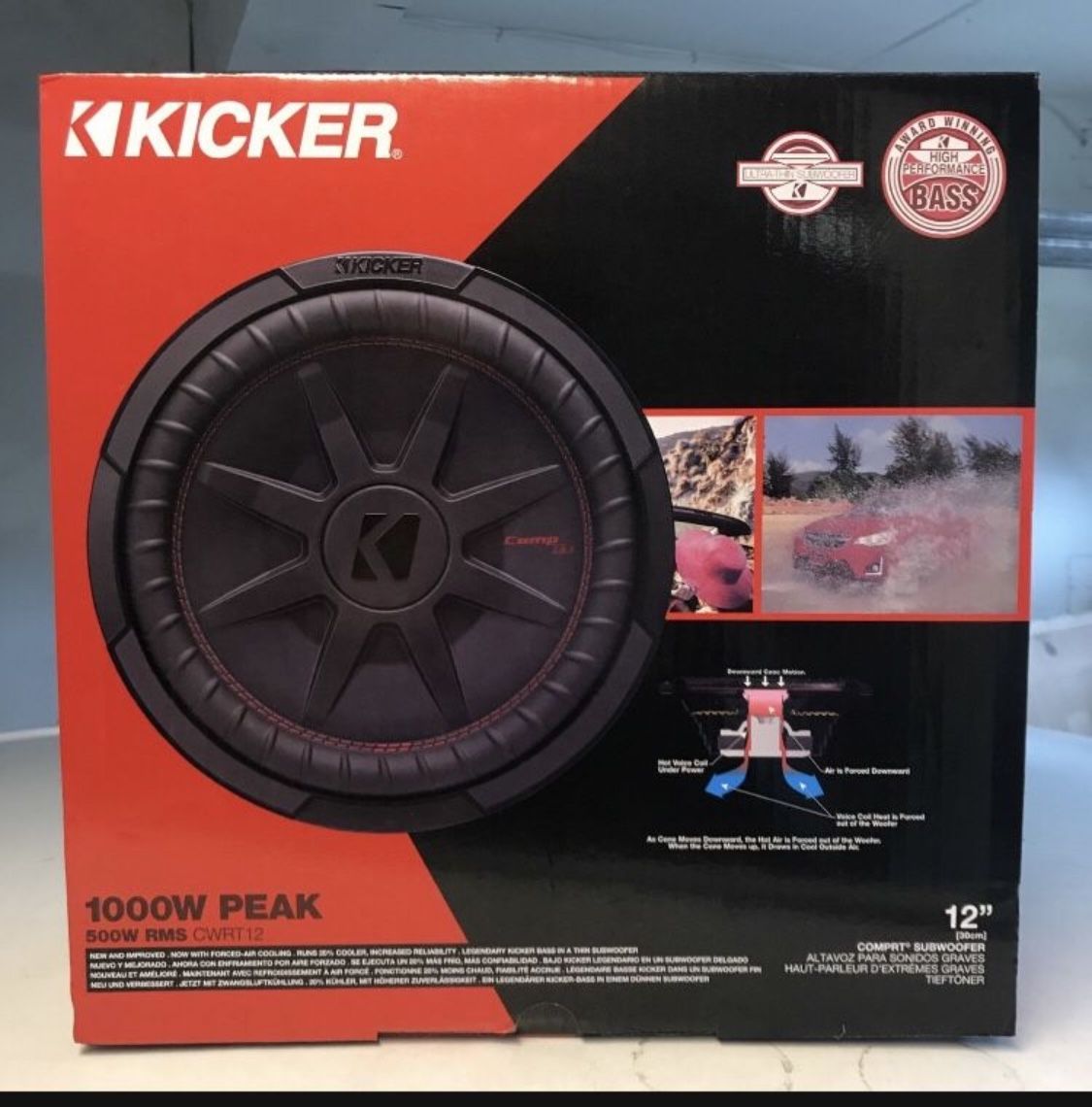 Kicker Ultra Slim Shallow Mount 12” Subwoofer CompRT 48cwrt Brand New Multiple Available