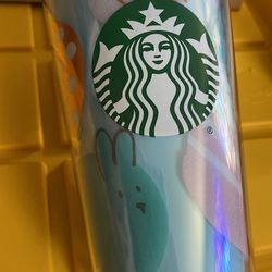 Starbucks 2020 Spring Easter Eggs Multicolor Acrylic Cold Cup With Straw, 16 Fl Oz
