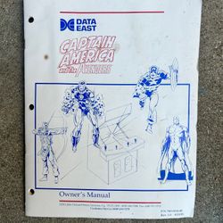 Captain America Data East Arcade Game Manual 