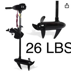 26 LBS Thrust 8 Speed Electric Outboard Trolling Motor for Fishing Boats Saltwater Transom Mounted with Adjustable Handle, 12V 28" Shaft
