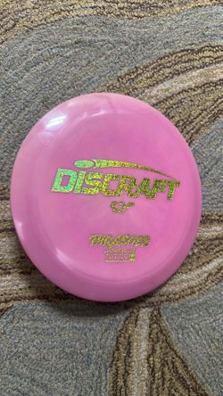 Discraft ESP THRASHER Distance Driver Speed 12 | Glide 5 | Turn -3 | Fade 2 | Stability 0.4, color pink with gold print, made in USA