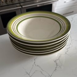 Qty 6 Crate And Barrel Pasta Bowls / Plates