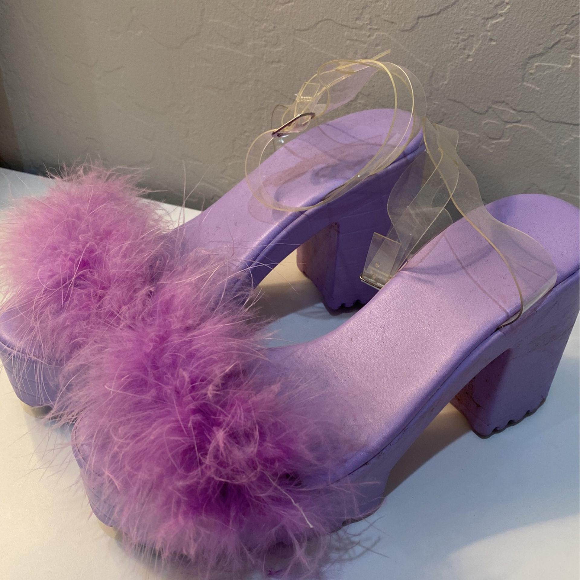 Fluffy Purple Heels Size 5 US