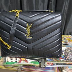 Black Leather YSL Purse 