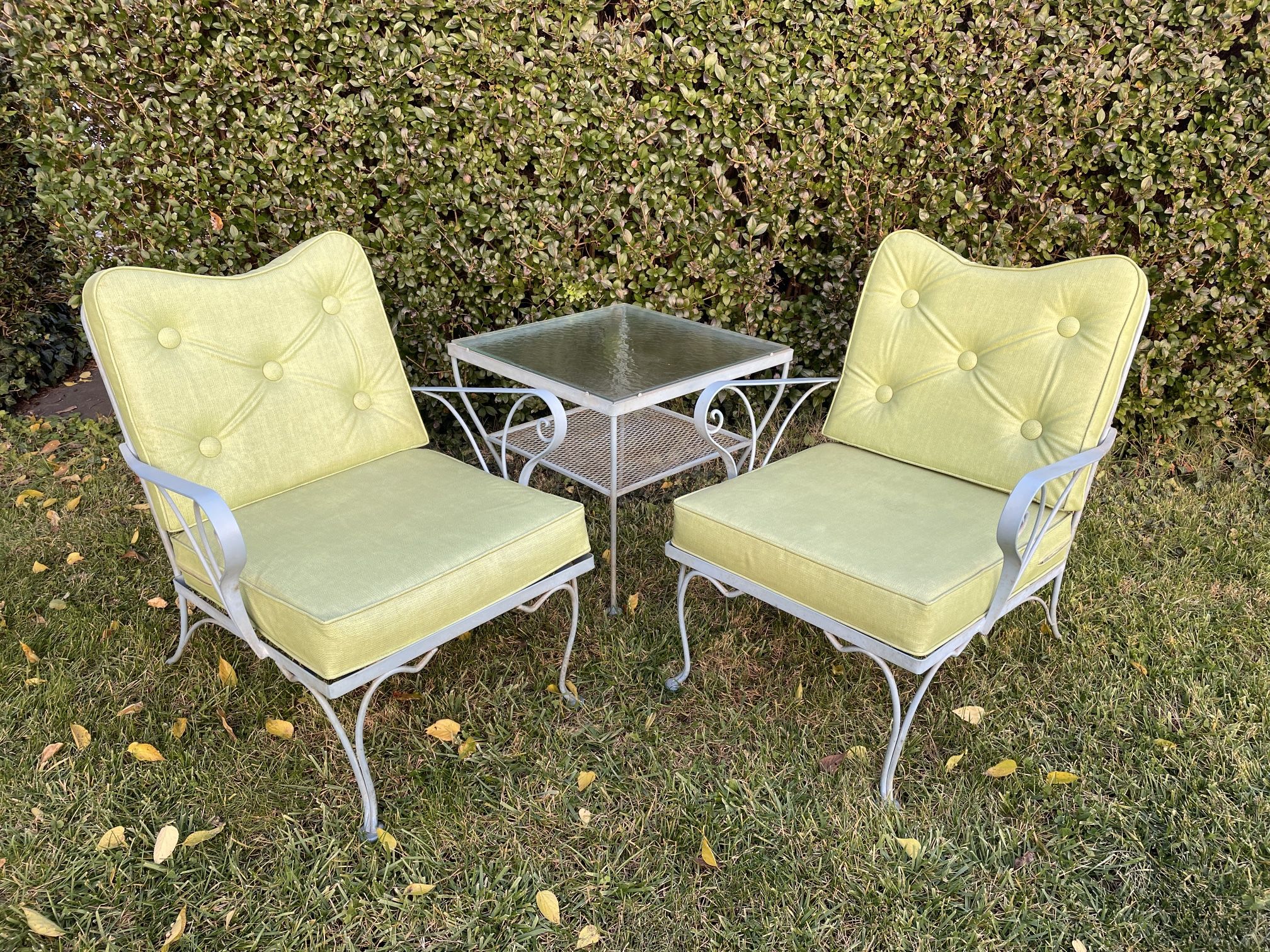 Vintage mid century modern three piece set of patio furniture