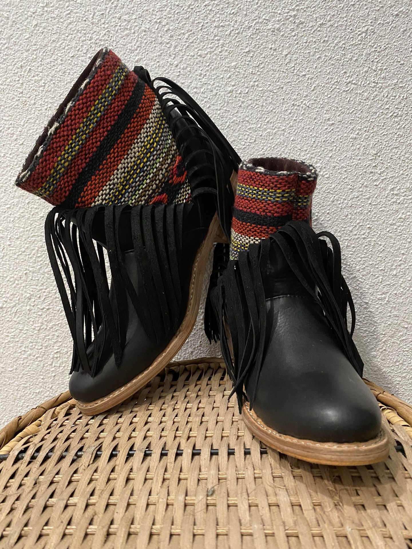Leather Fringe Boots 