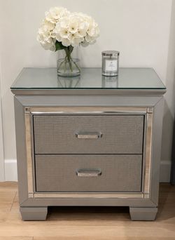 2 Gray Mirror Night Stand
