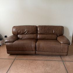 Brown Leather Electric Reclining Couch