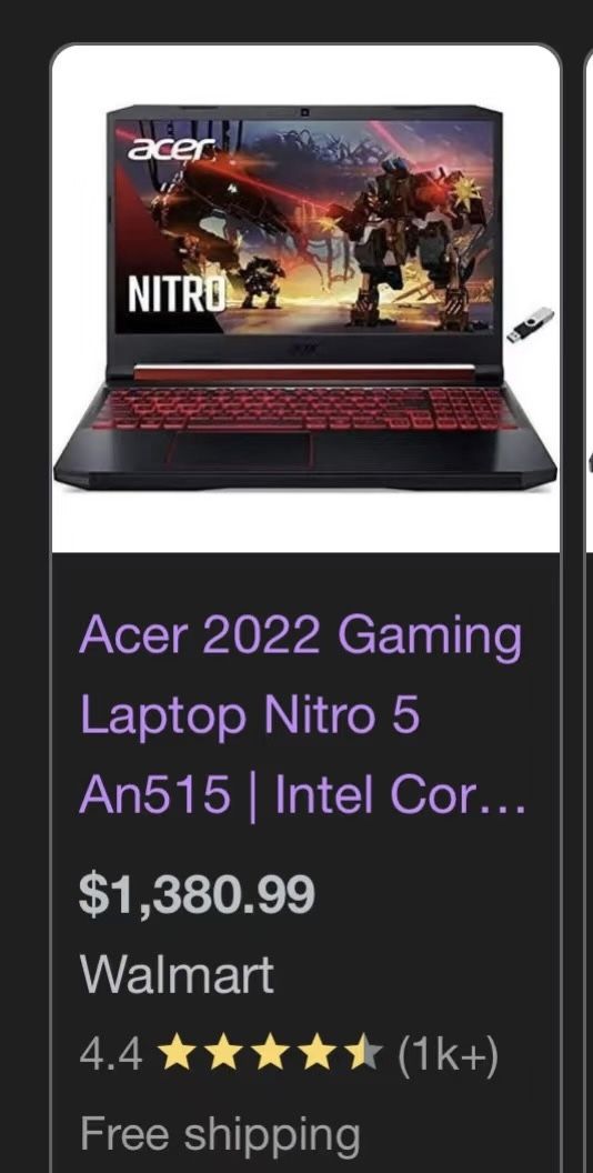 acer Gaming Laptop Nitro 5 AN515 | Intel Core i7-11800H 8-Core | NVIDIA GeForce RTX 3050 Ti 4GB | 24GB DDR4 | 1TB SSD | 15.6" 1920 x 1080 144 Hz | Win