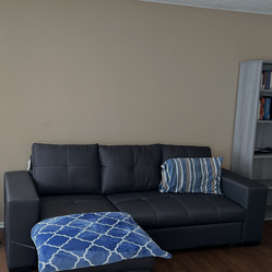 Sectional Futon & Sofa/Couch Bed (Dark Grey)