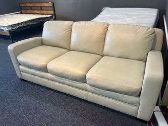 Leather Sofa  bed in Light Beige，$1100