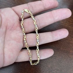 10k Gold Diamond Bracelet 7” (real Gold)