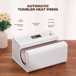 Auto Tumbler Heat Press Machine, Fast and Evenly Heat-up, Adjust Temperature and Time, Auto Shut-Off, Mug Heat Press Use for 11-30oz Sublimation Tumbl