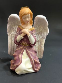 2002 Thomas Kinkade Hawthorne Village Angel of Prayer Nativity Figurine 79528A