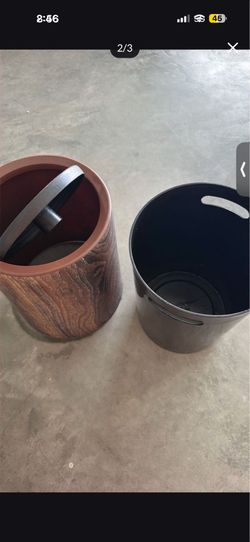 Wood Look Swing Lid Trash Can with Removable Inner Bin